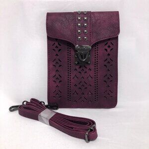 MINICAT Hollow Texture Small Crossbody Bags Cell Phone Purse Wallet, Wine Red